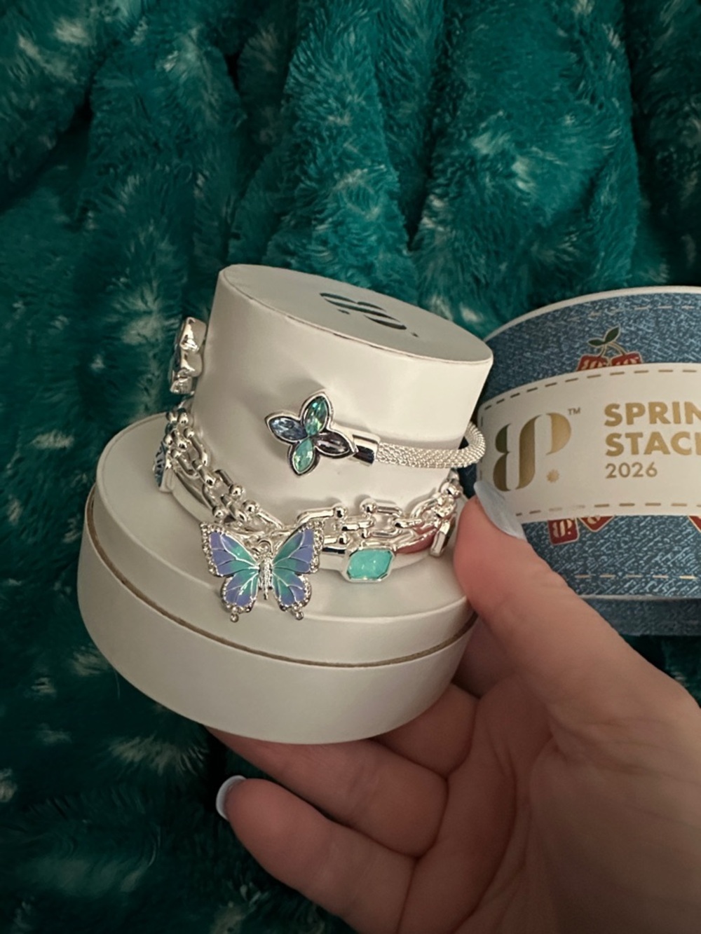 Bracelets stack spring 2026, butterfly removable charm bomb party